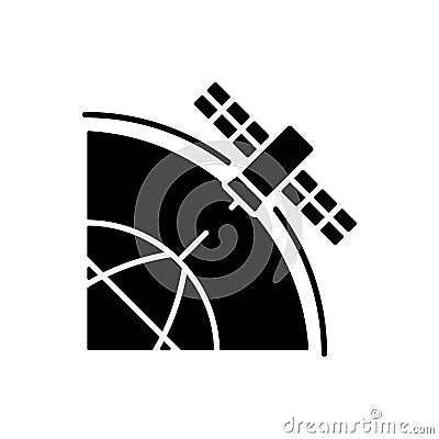 Polar Satellite black glyph icon Vector Illustration