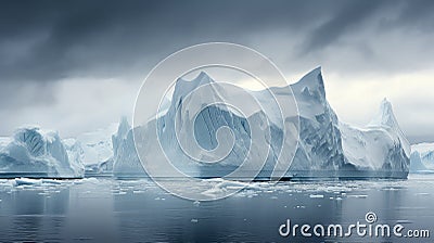 polar tabular icebergs landscape Cartoon Illustration