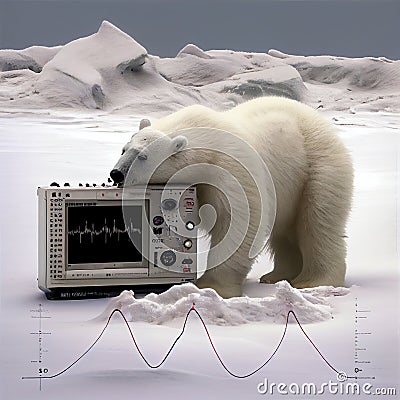 Polar bear with oscilloscope. Generative AI Stock Photo