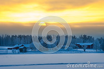 Polar winter dusk landscape Stock Photo