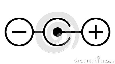 Polarity icon, 12 volt plug connection diagram, polarity observance Vector Illustration