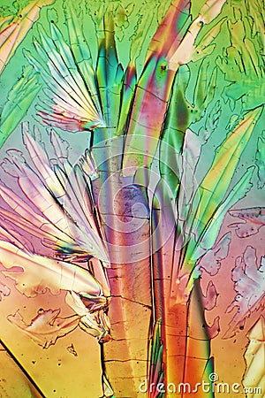 Polarized Light makes Crystals gleam Stock Photo