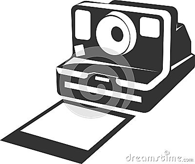 Polaroid camera icon with a photo. Vector illustration. Vector Illustration