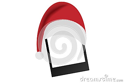 a polaroid card blank with a Santa Claus hat for Christmas on a transparent background in PNG Vector Illustration