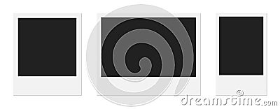 Polaroid photo frame realistic empty mockup different aspect ratios square, wide and mini Vector Illustration