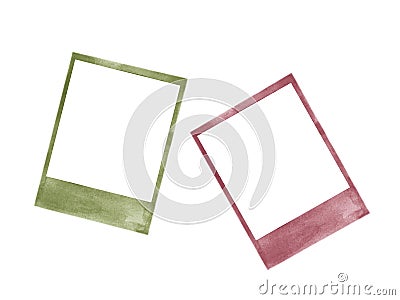 Polaroid photo frames love watercolor isolated Stock Photo