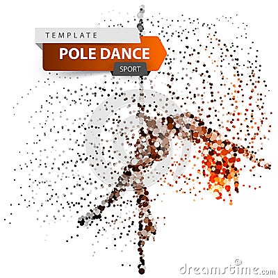 Pole dance, exotic, striptease - dot illustration. Vector Illustration