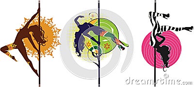 Pole dance logos Vector Illustration