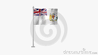 Pole Flag of British Antarctic, British Antarctic Pole flag waving in the wind on White Background. British Antarctic Flag, Flag Stock Photo