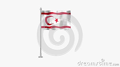 Pole Flag of Turkish Republic of Cyprus, Flag of Turkish Republic of Cyprus, Turkish Republic of CyprusPole flag waving in the Stock Photo