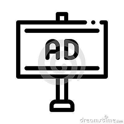 Pole-mounted billboard icon vector outline illustration Vector Illustration