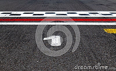 Pole position number one sign on asphalt race track, motor sports symbols Stock Photo