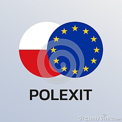 Polexit icon with Poland and EU flags. Poland and Europe crisis symbol. Vector illustration Vector Illustration