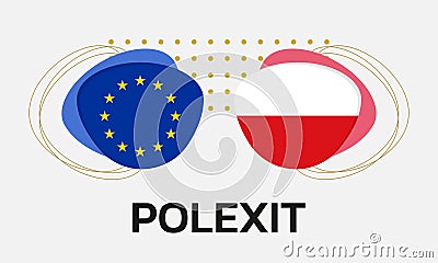 Polexit icon with Poland and EU flags. Poland and Europe crisis symbol. Vector illustration Vector Illustration