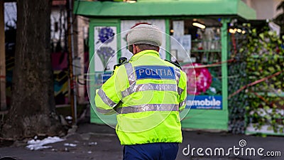 Police agent, Romanian Traffic Police (Politia Rutiera) directing traffic Editorial Stock Photo