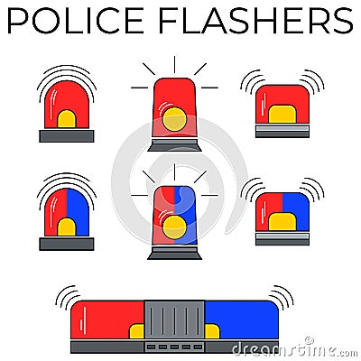 Police or ambulance red and blue flasher siren Cartoon Illustration
