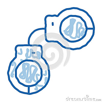 Police Arrest Irons doodle icon hand drawn illustration Vector Illustration