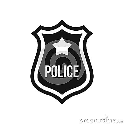 Police badge icon, simple style Vector Illustration