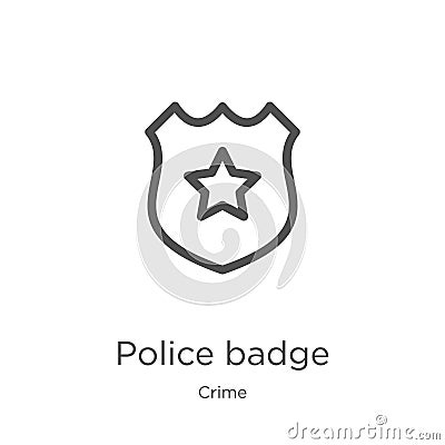 police badge icon vector from crime collection. Thin line police badge outline icon vector illustration. Outline, thin line police Vector Illustration