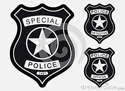 Police Badge Simple Monochrome Sign Vector Illustration