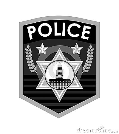 Police badge vector. Sheriff, marshal label illustrations. Law enforcement emblems for national days Vector Illustration