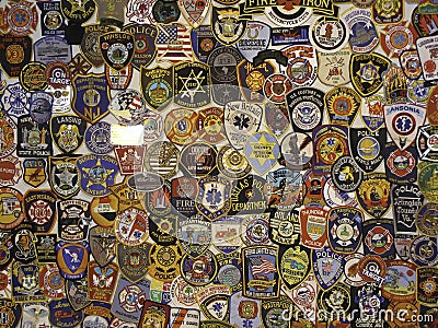 Police badges and patches Editorial Stock Photo