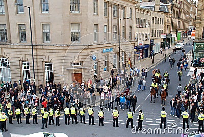 Police barricade protesters Editorial Stock Photo