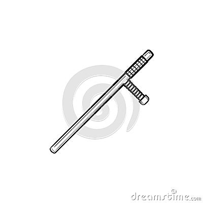 Police baton hand drawn outline doodle icon. Vector Illustration