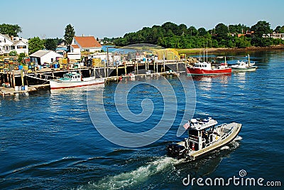 A police boat patrols the harbor Editorial Stock Photo