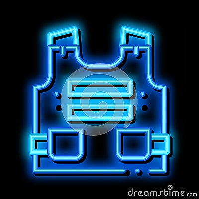 Police Body Safe Armor neon glow icon illustration Vector Illustration