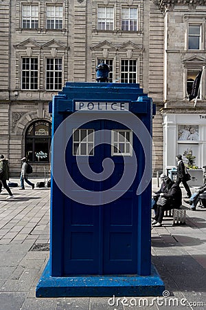 Police Box in Glasgow. Tardis, Dr Who. Editorial Stock Photo