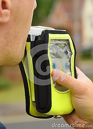 Police breathalyser roadside test Stock Photo