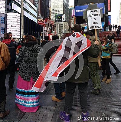 Police Brutality Is Anti American, Protesters in Times Square, New York City, NYC, NY, USA Editorial Stock Photo