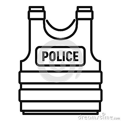 Police bulletproof icon, outline style Vector Illustration