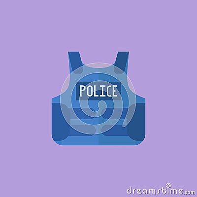 Police bulletproof vest flat style icon Vector Illustration