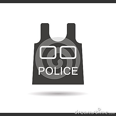 Police bulletproof vest icon. Drop shadow. Vector Illustration