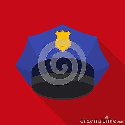 Police cap icon in flat style isolated on white background. Hats symbol stock vector illustration. Vector Illustration