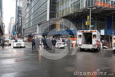 Police car accident in New York city Editorial Stock Photo