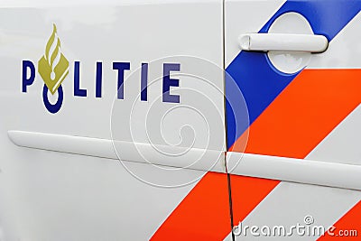 Police Car Dutch: Politie auto side view Editorial Stock Photo