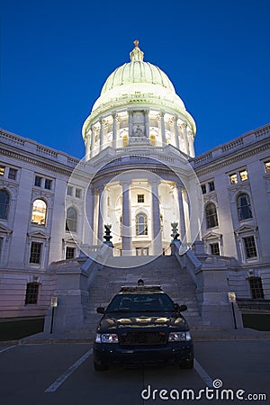 Police car in front of State Capitol Bldg Stock Photo