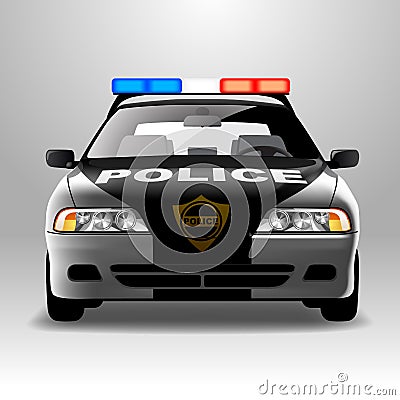 Police car in frontal view Vector Illustration