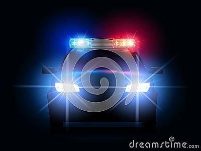 Police car lights. Security sheriff cars headlights and flashers, emergency siren light and secure transport vector Vector Illustration