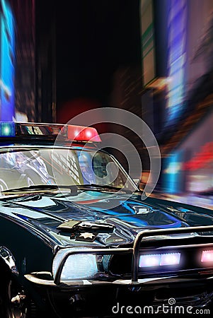 Police car at night Stock Photo