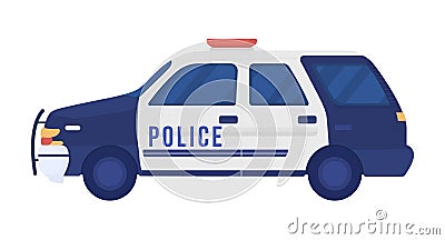 Police car semi flat color vector object Vector Illustration
