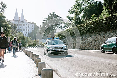 Police car on the streets Editorial Stock Photo