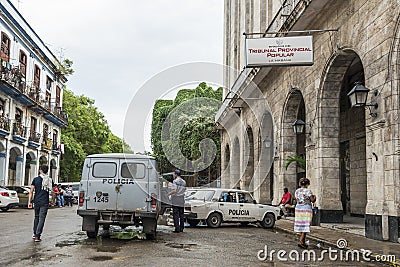 Police cars police station Havana Editorial Stock Photo