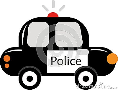 Police cartoon auto car black color Vector Illustration