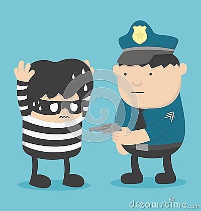 Police Catch Thief Vector Illustration
