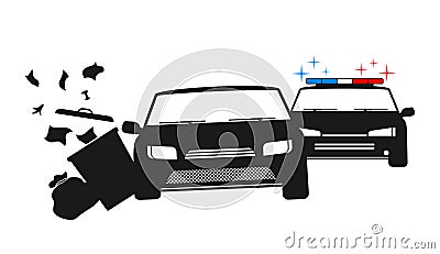 Police chase flat draw Vector Illustration