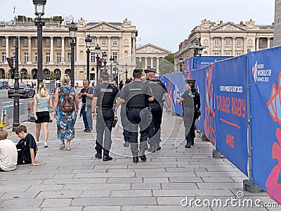 Police at Concorde Square, Paris, France Editorial Stock Photo